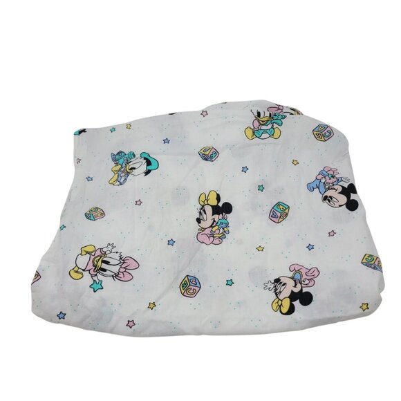 Vintage Dundee Disney Mickey Minnie Mouse Donald Daisy crib sheet Dust Ruffle - Picture 2 of 8